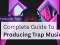 Producent muzyczny w słuchawkach, tworzący trap samples. Poradnik produkcji muzyki trap.