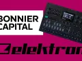 Elektron Syntakt, urządzenie do tworzenia muzyki, obok logo Bonnier Capital.