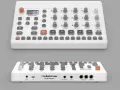 Elektron Model:Samples - biały sampler z licznymi przyciskami i pokrętłami, gotowy do tworzenia muzyki.