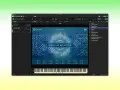 Interfejs programu uvi falcon z widocznym presetem "Fibonacci Synth" i wirtualnymi klawiszami.