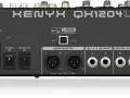 Tył miksera Behringer Xenyx QX1204USB z wejściem zasilania, przełącznikami Power/Phantom, USB, wyjściami Main, Alt i Control Room.
