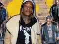 Wiz Khalifa, Travis Scott, Kanye West i inni raperzy w stylowych kurtkach, gotowi na uliczny vibe.