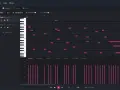 Program do tworzenia muzyki, gdzie widać sekwencję nut na wibrafonie i pianinie. Ten melody maker pozwala na komponowanie utworów.