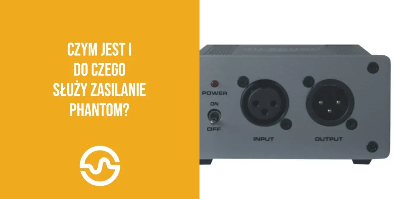Urządzenie zasilające z dwoma złączami XLR i przełącznikiem. Zasilanie phantom jest kluczowe dla niektórych mikrofonów.