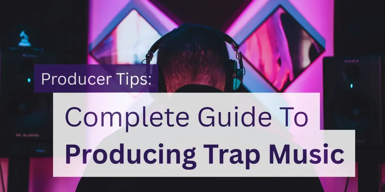 Producent muzyczny w słuchawkach, tworzący trap samples. Poradnik produkcji muzyki trap.