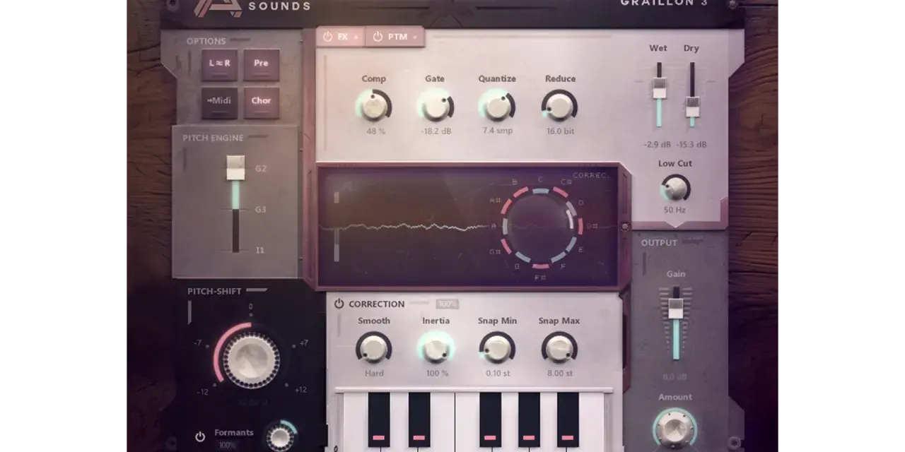 Interfejs wtyczki Graillon 3, idealny do tworzenia efektów wokalnych, jak autotune vst free.