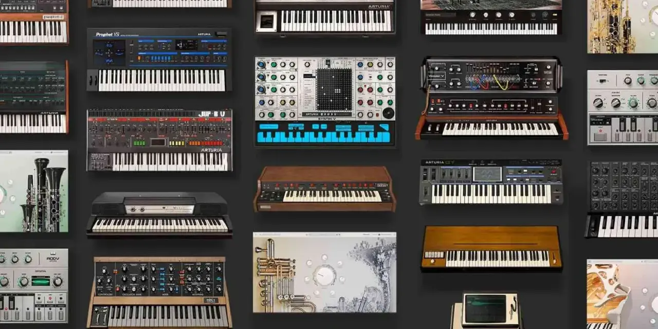 Kolekcja wirtualnych instrumentów Arturia V Collection: syntezatory, pianina i inne.