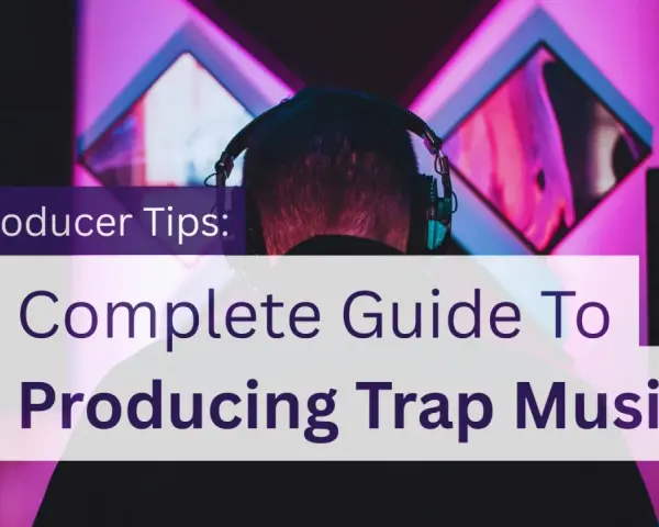Producent muzyczny w słuchawkach, tworzący trap samples. Poradnik produkcji muzyki trap.