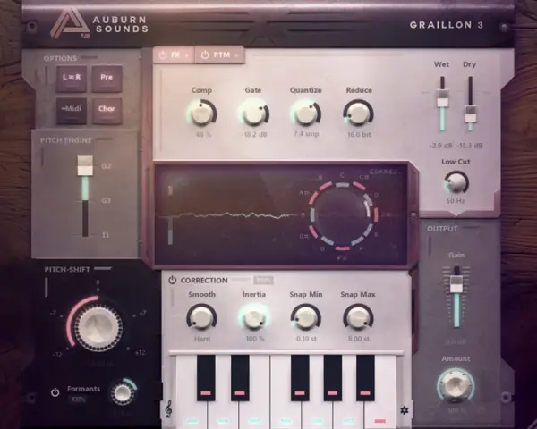 Interfejs wtyczki Graillon 3, idealny do tworzenia efektów wokalnych, jak autotune vst free.
