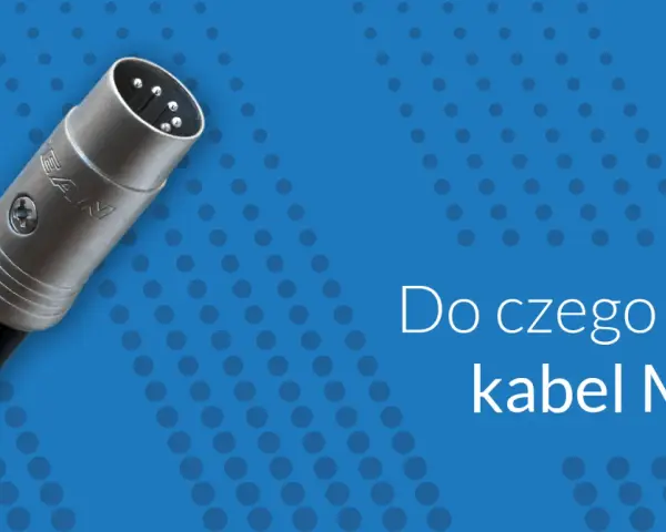 Srebrna wtyczka kabla MIDI, gotowa do połączenia instrumentów. Dowiedz się, do czego służy kabel MIDI.