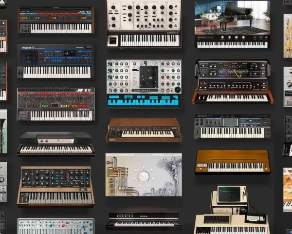 Kolekcja wirtualnych instrumentów Arturia V Collection: syntezatory, pianina i inne.