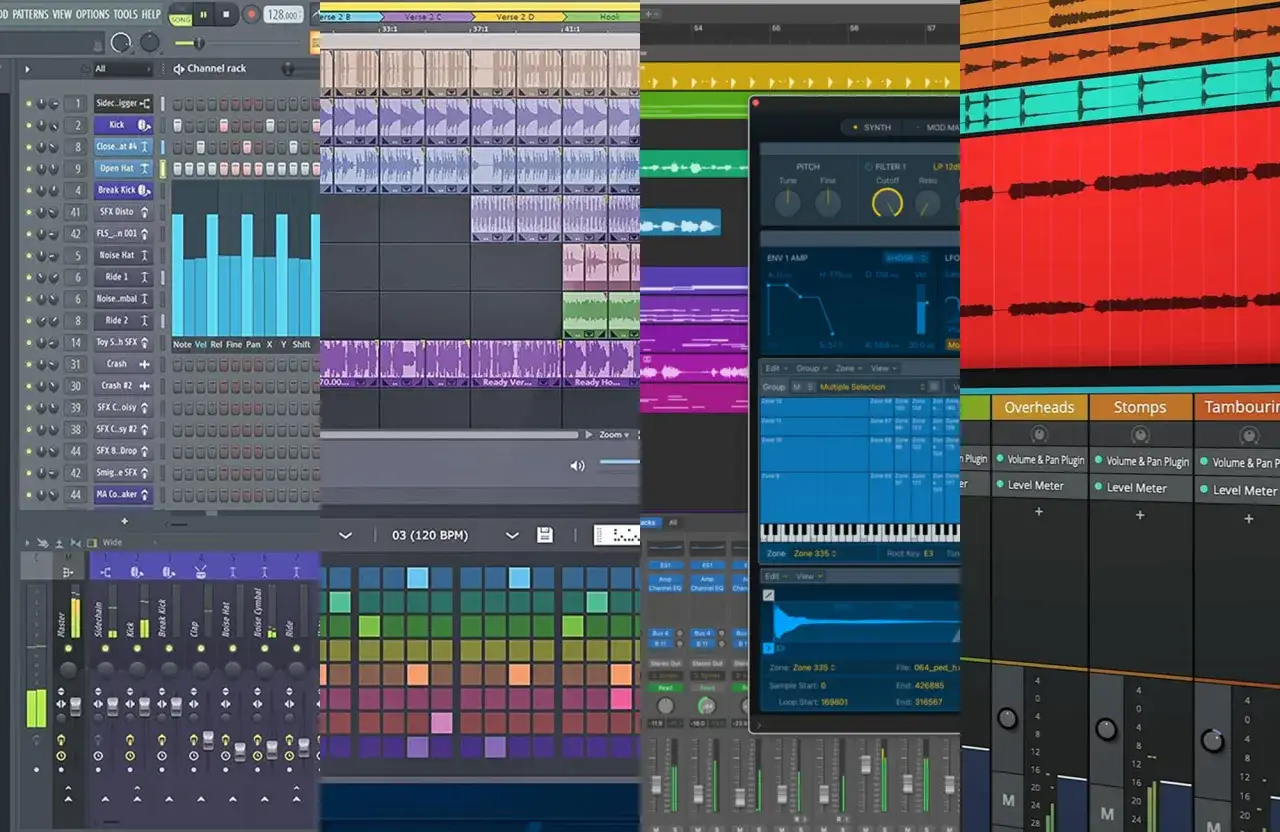 Program do tworzenia muzyki, jak zrobic bit. Widok sekwencera, miksera i syntezatora.